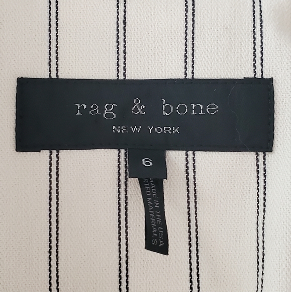 rag & bone Millie Striped Blazer Jacket Ivory Black Size 6 Office Size 6 - Picture 12 of 14